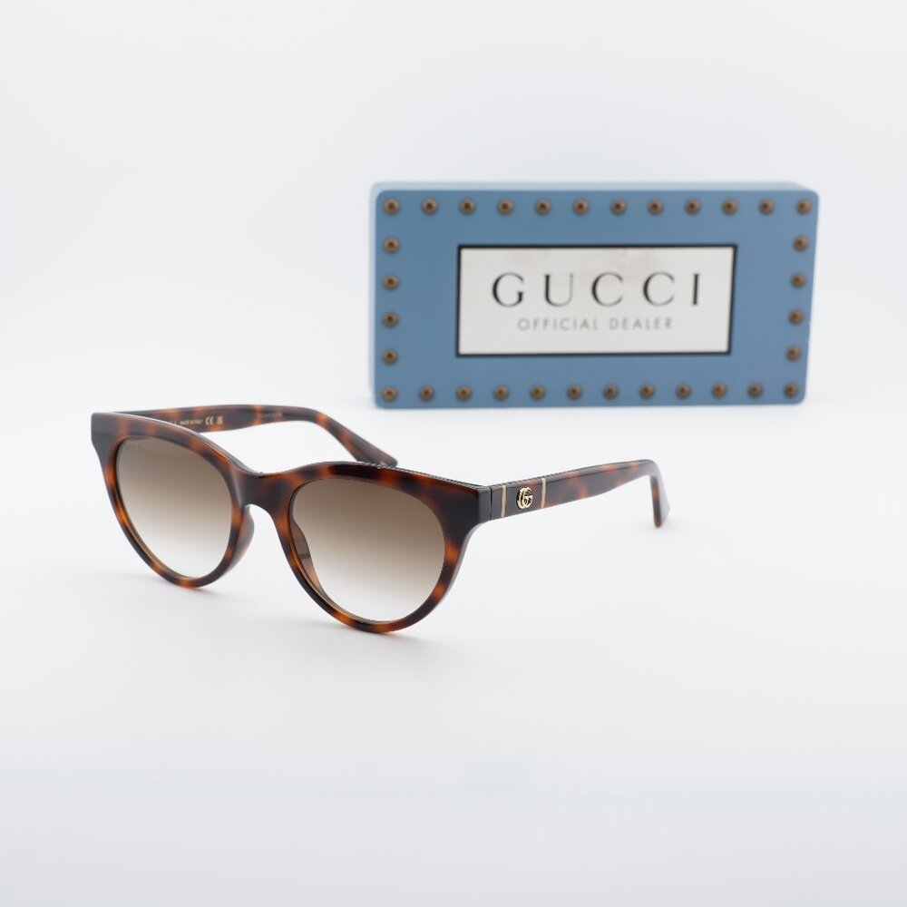 Gucci GG0763S 002 Cat Eye Sunglasses - Havana/Brown Gradient